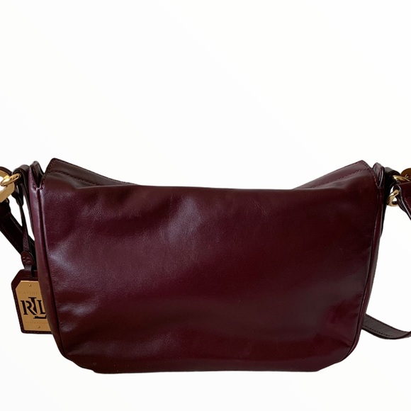 RALPH LAUREN PLUM WINE LEATHER CROSSBODY - Picture 10 of 14